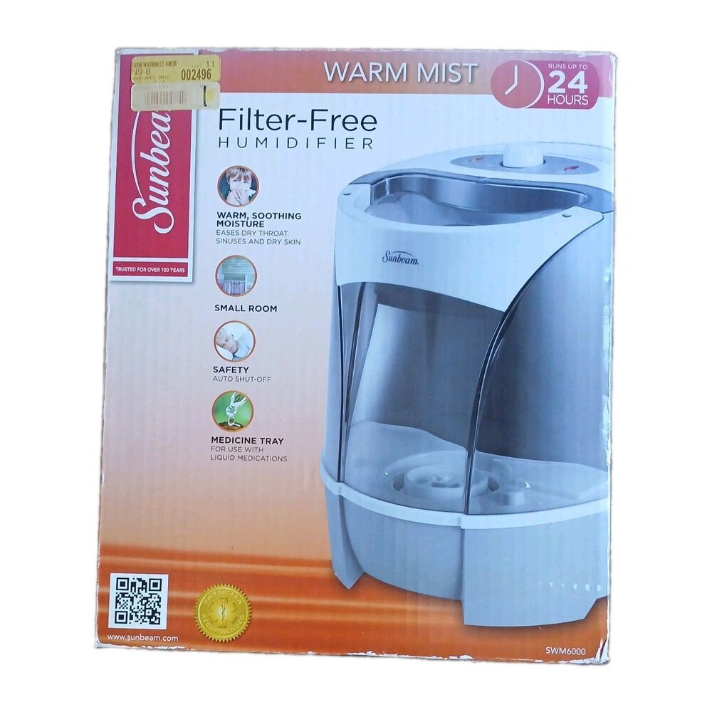 Sunbeam Warm Mist Humidifier SWM6000 Filter Free Variable Speed Medicine Tray